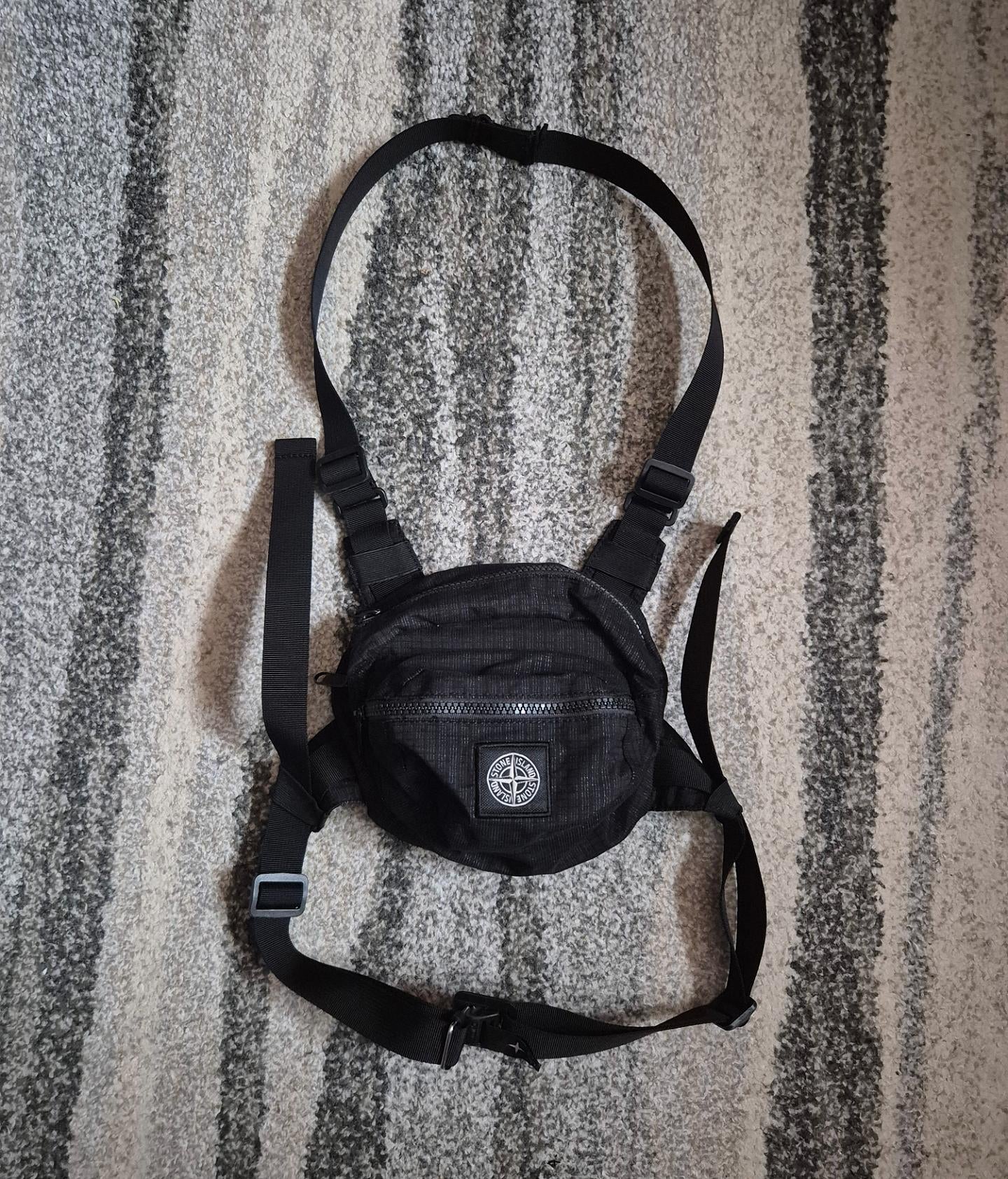 Stone Island Reflective Weave Ripstop Chest Bag Black