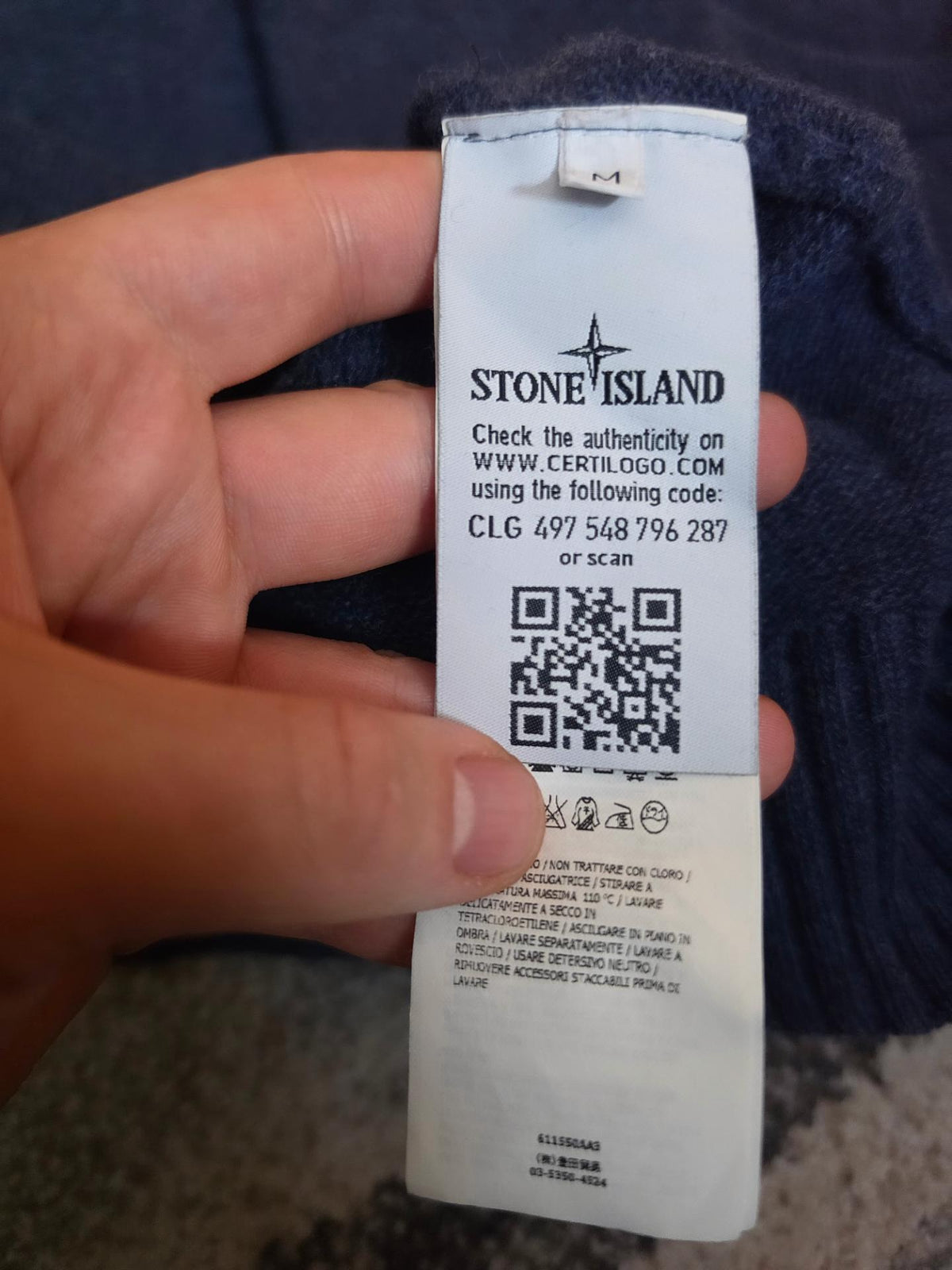 Stone Island Rundhalspullover – 611550AA3 Königsblau – M