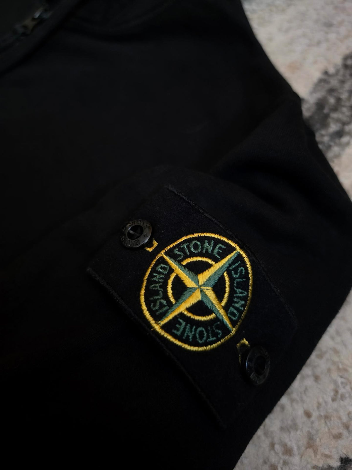 Stone Island 64320 Cotton Fleece Garment Dyed Full Zip Hoodie Black S – V0029