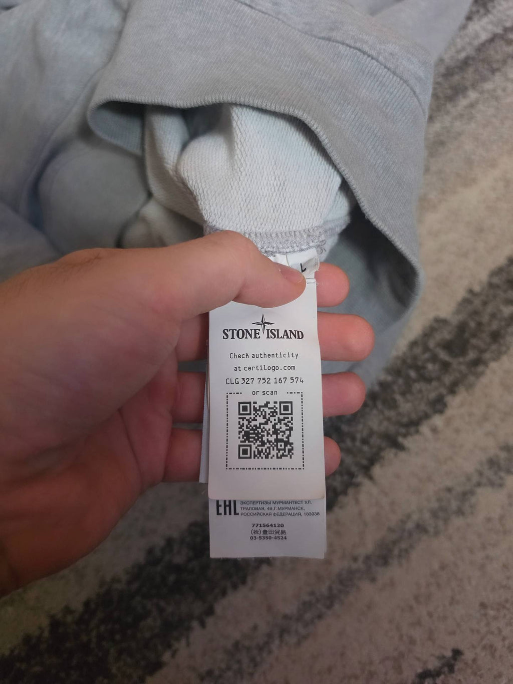 Stone Island Brushed Cotton Popover Hoodie – 771564120 V0M64 – Melange Grey – L