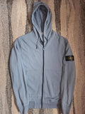 Stone Island 6100061 Organic Cotton Fleece Zip-Up Hoodie – V0024 Avio Blue – L