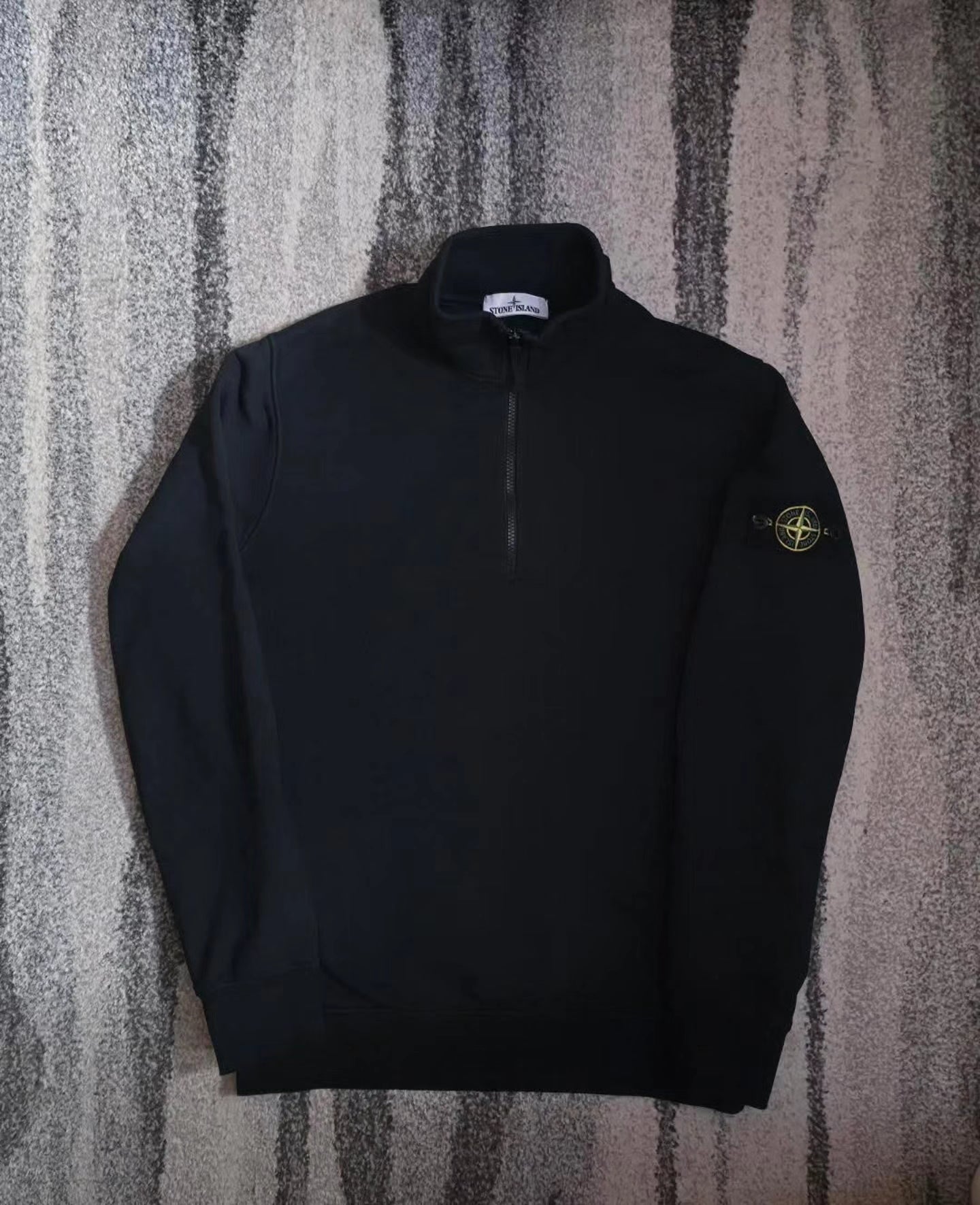 Stone Island 61920 Brushed Cotton Garment Dyed Half Zip – 771561920 V0029 – Black – L