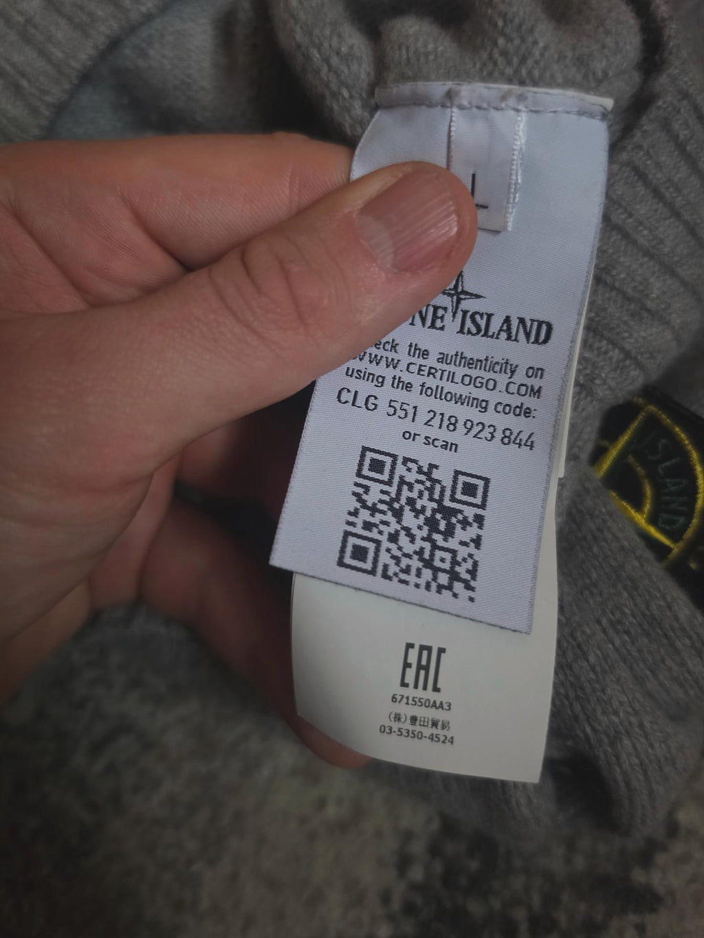 Stone Island Wool Blend Crewneck Knit – 671550AA3 – Grey – L