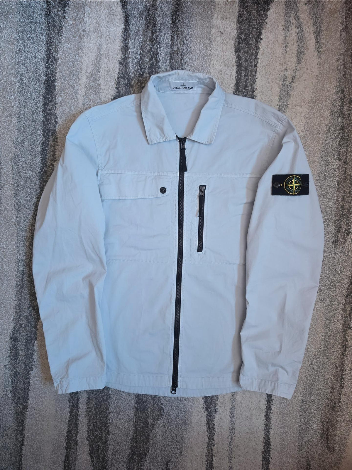 Stone Island Supima Cotton Twill Stretch Overshirt – 801510210 V0041 – Sky Blue – M