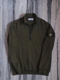 Stone Island 1/4 Zip Cotton Sweatshirt – 791562720 V0058 – Olive Green – M