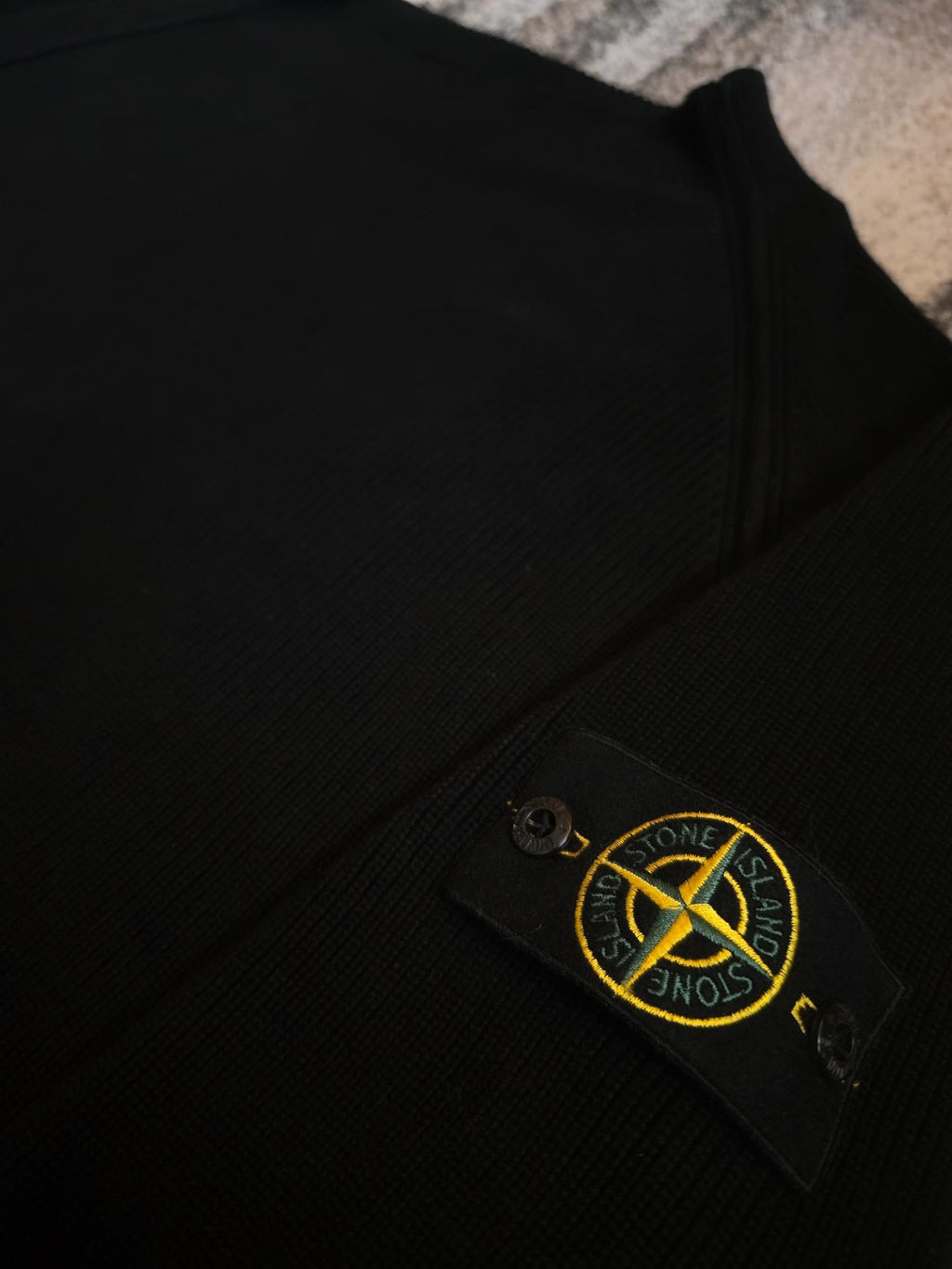 Stone Island Ribbed Soft Cotton Mock Neck Knit – 8015524D8 V0029 – Black – 3XL