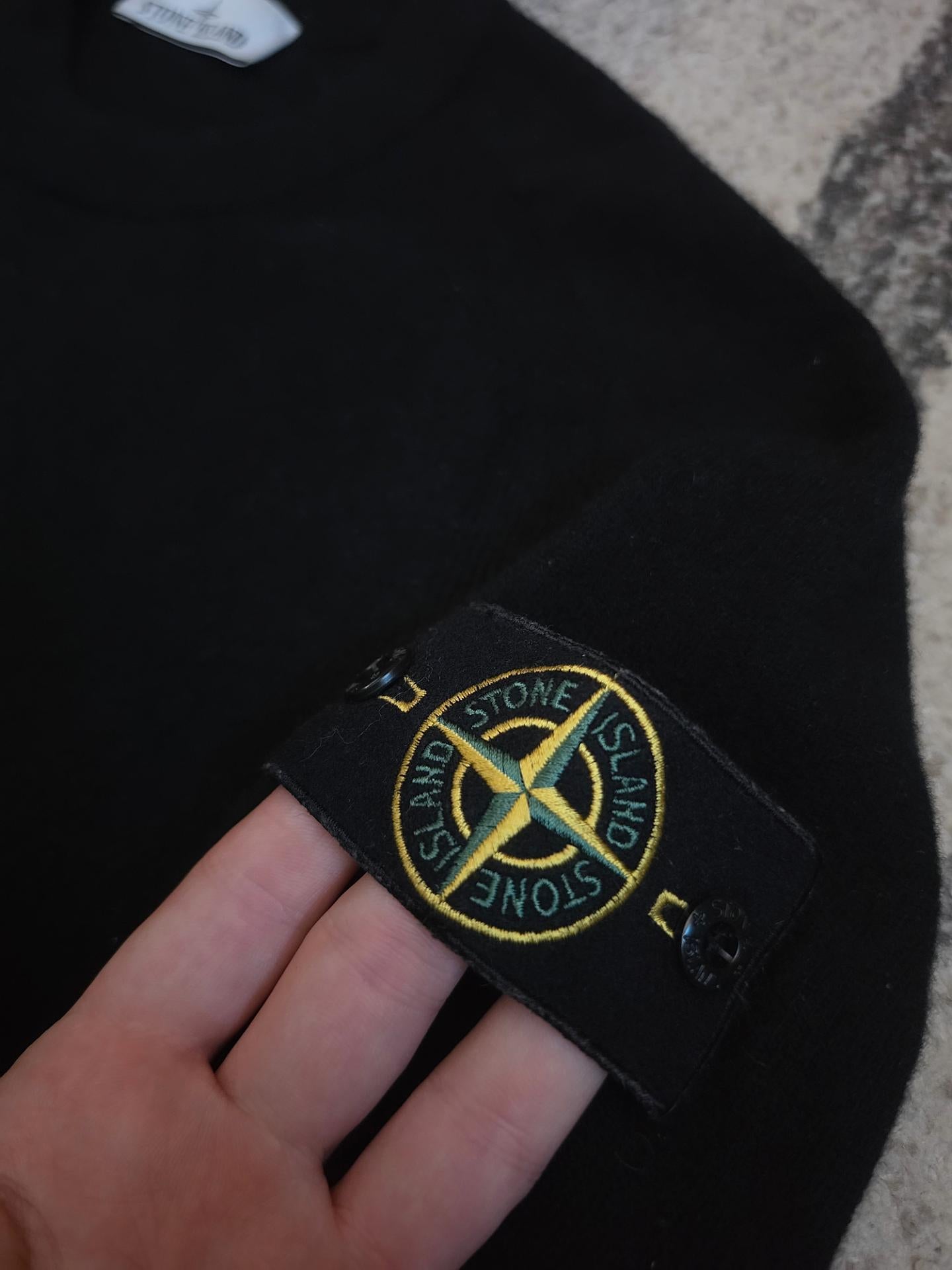 Stone Island Virgin Wool Knit Sweater Black L