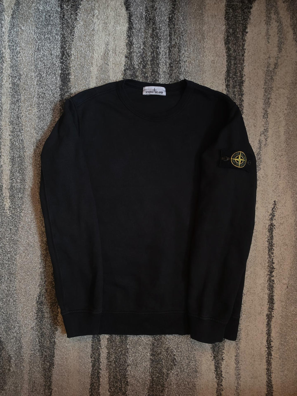 Stone Island Garment Dyed Cotton Fleece Crewneck Sweatshirt – 791562420 V0029 – Black – M