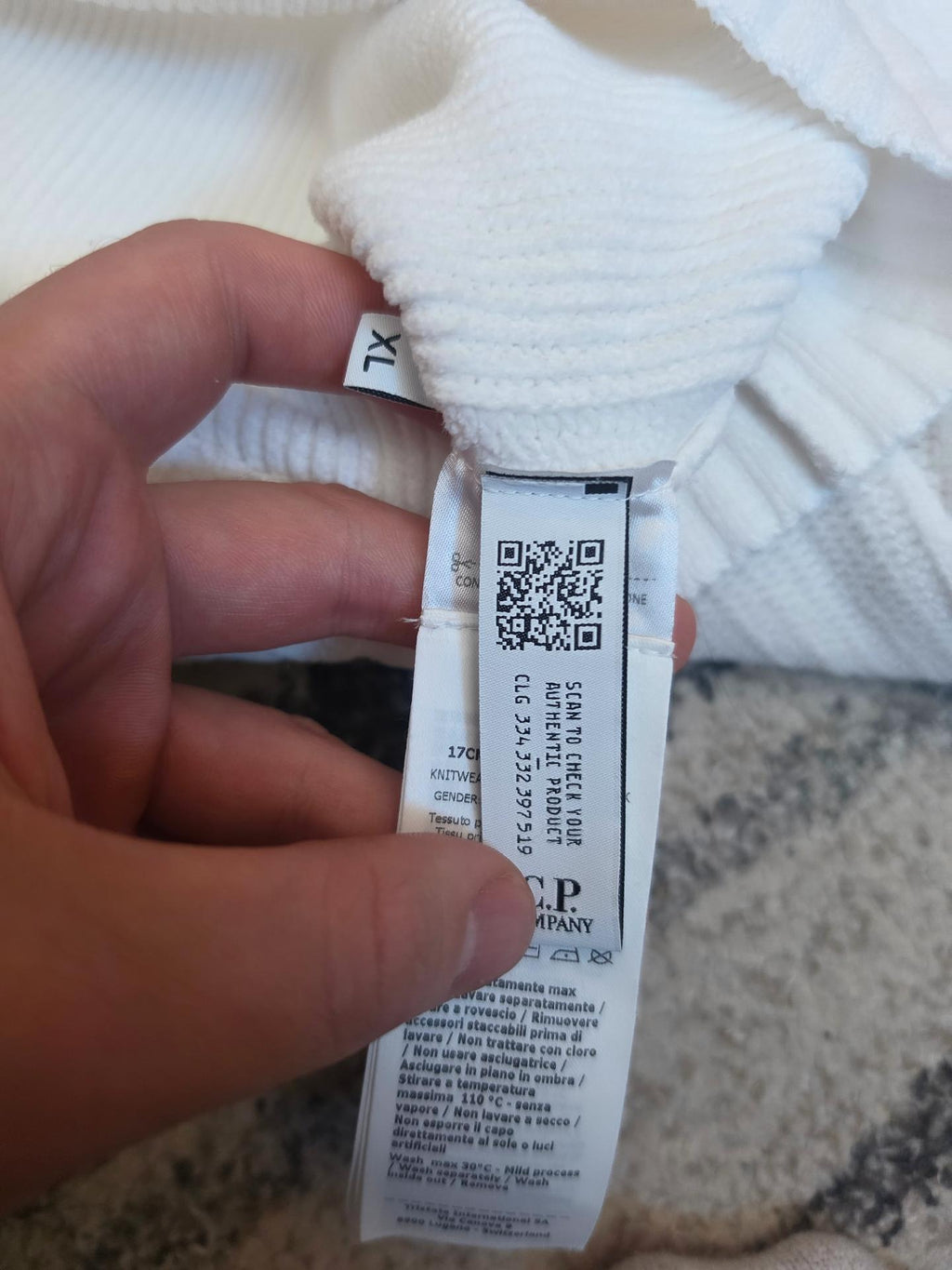 C.P. Company Cotton Chenille Crewneck Knit – 17CMKN086A 005558G – White – XL