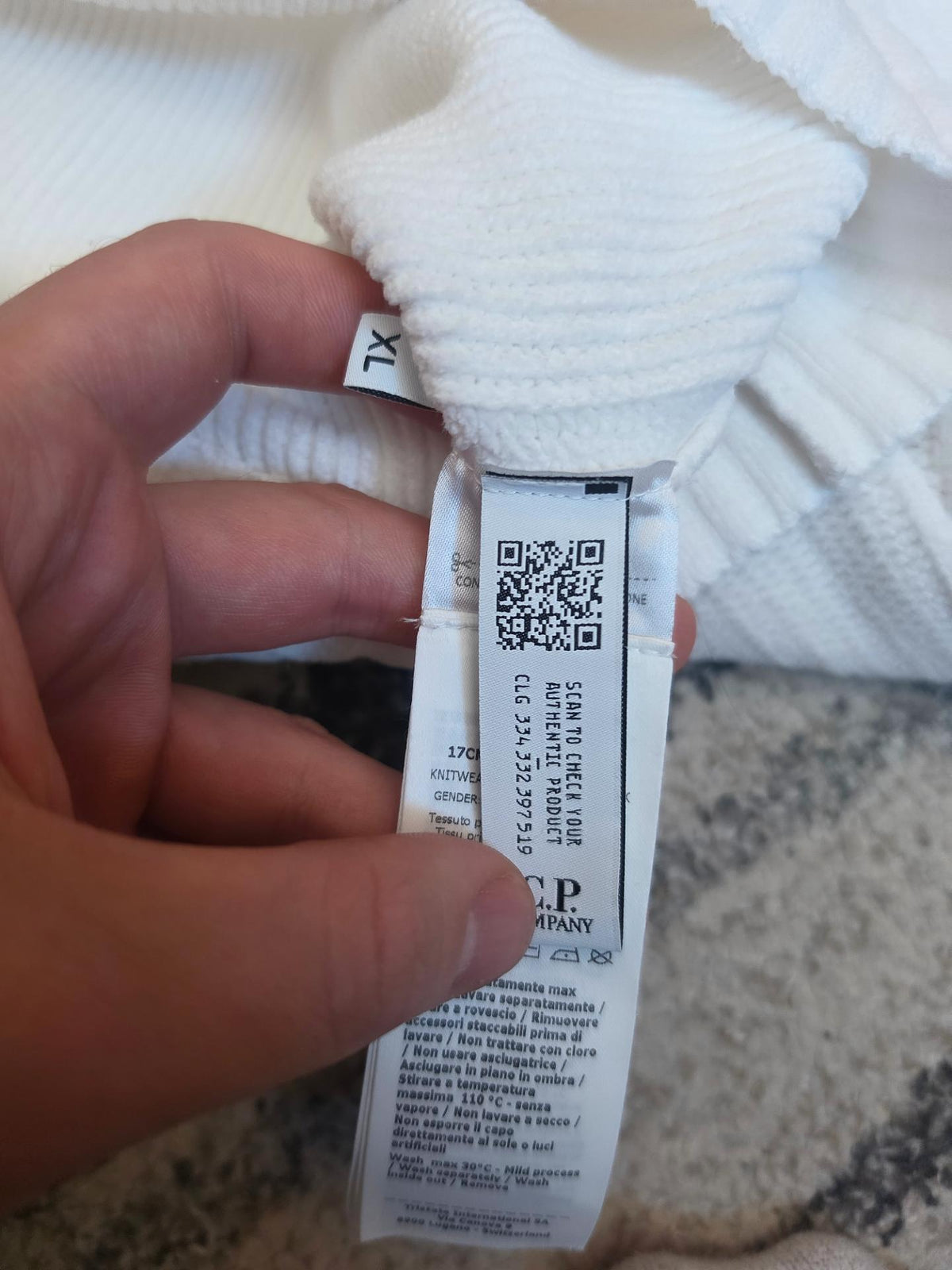 C.P. Company Cotton Chenille Crewneck Knit – 17CMKN086A 005558G – White – XL