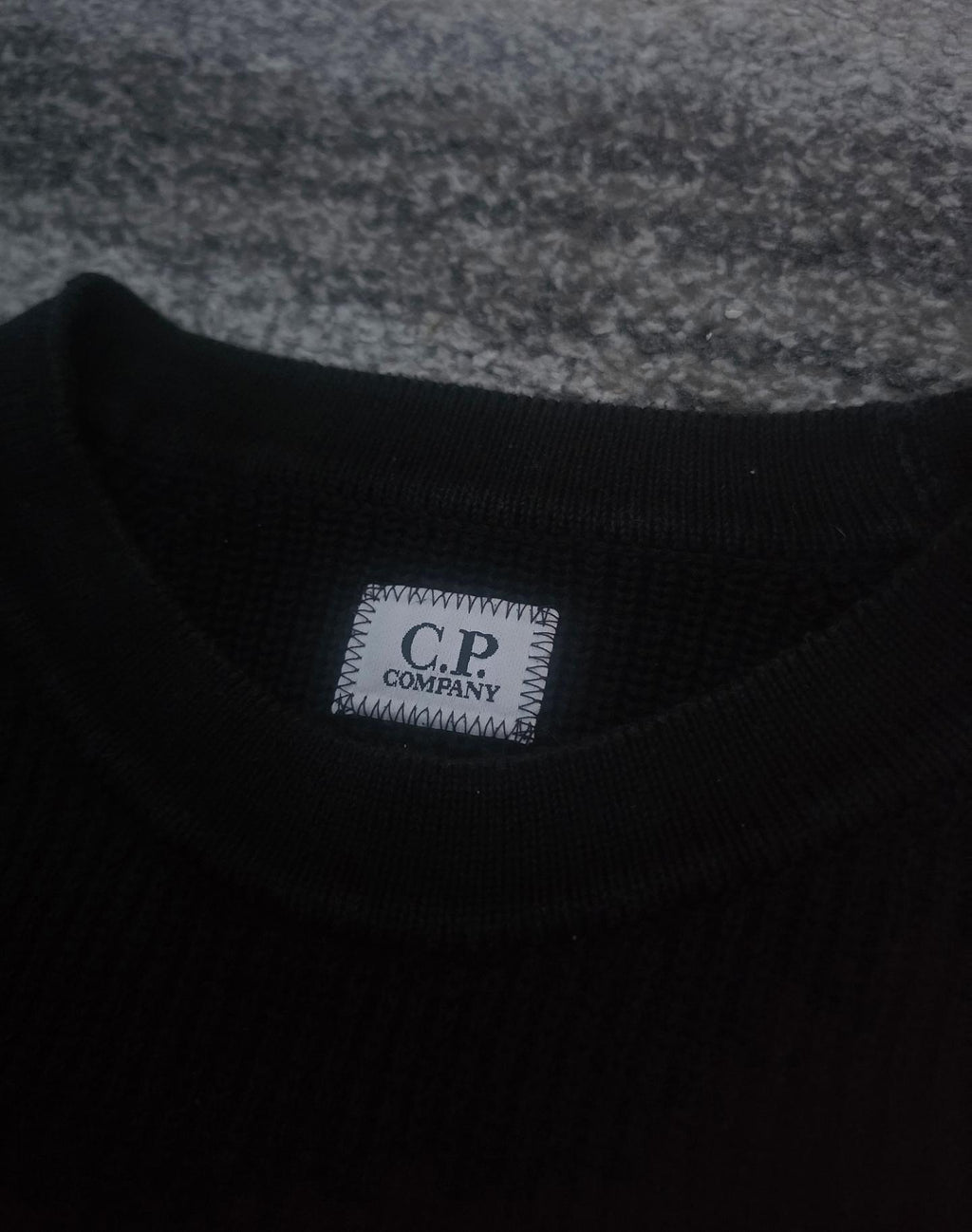 C.P. Company Full Rib Cotton Crewneck Lens Sweater – Black – 52 / XL