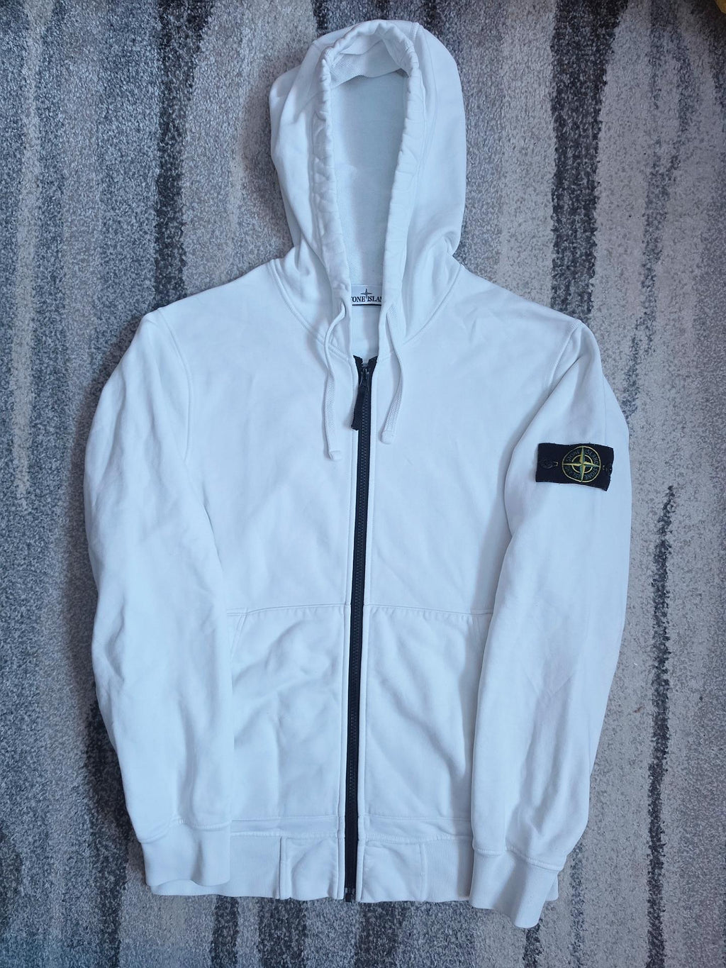 Stone Island 64251 Cotton Fleece Full Zip Hoodie 101564251 V0001 – White – M