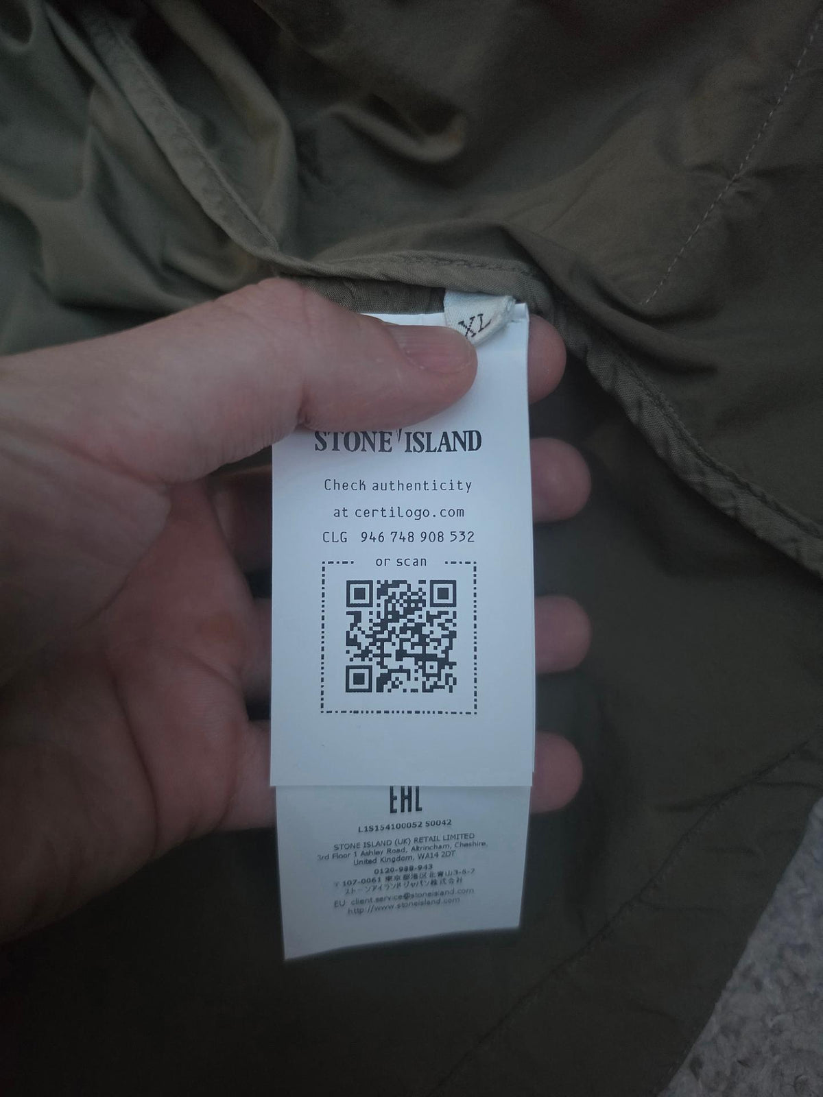 Stone Island 4100052 Light Compact Touch Poly-TC Short Parka – L1S154100052 S0042 V005G – Military Green – XL