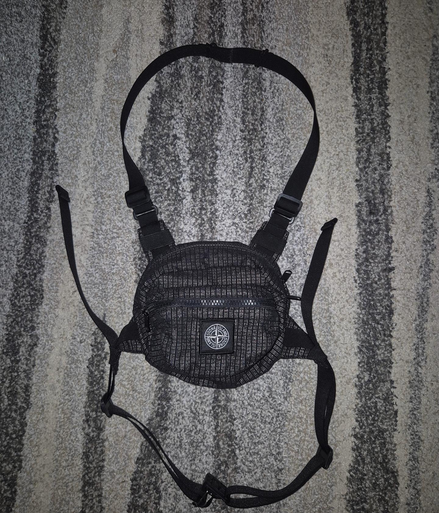 Stone Island Reflective Weave Ripstop Chest Bag Black