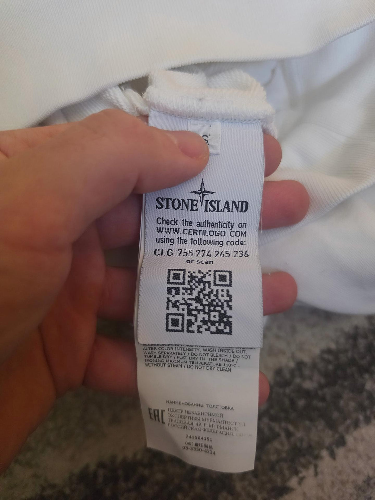 Stone Island 64151 Cotton Fleece Hooded Sweatshirt – 741564151 V0001 – White – S