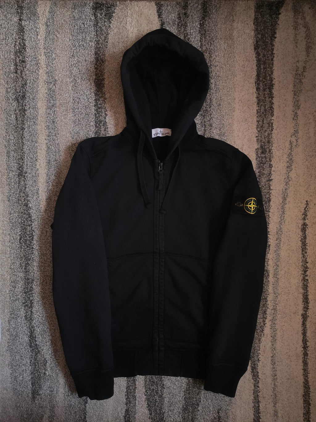 Stone Island Garment Dyed Full Zip Hoodie – 681560240 V0029 – Black – M