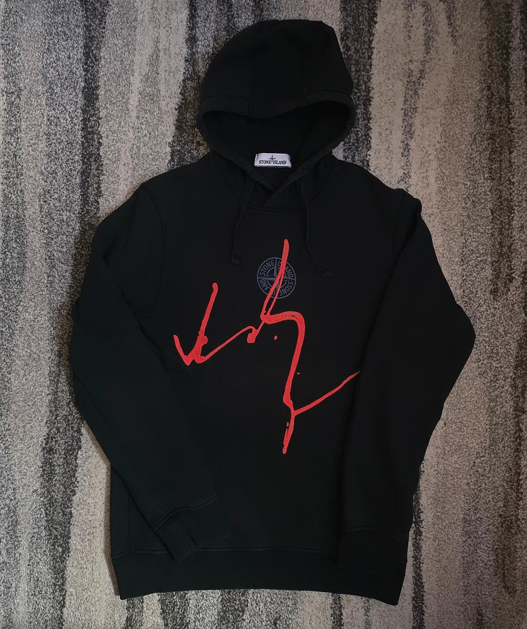 Stone Island "Ink Three" Embroidered Hoodie Black L