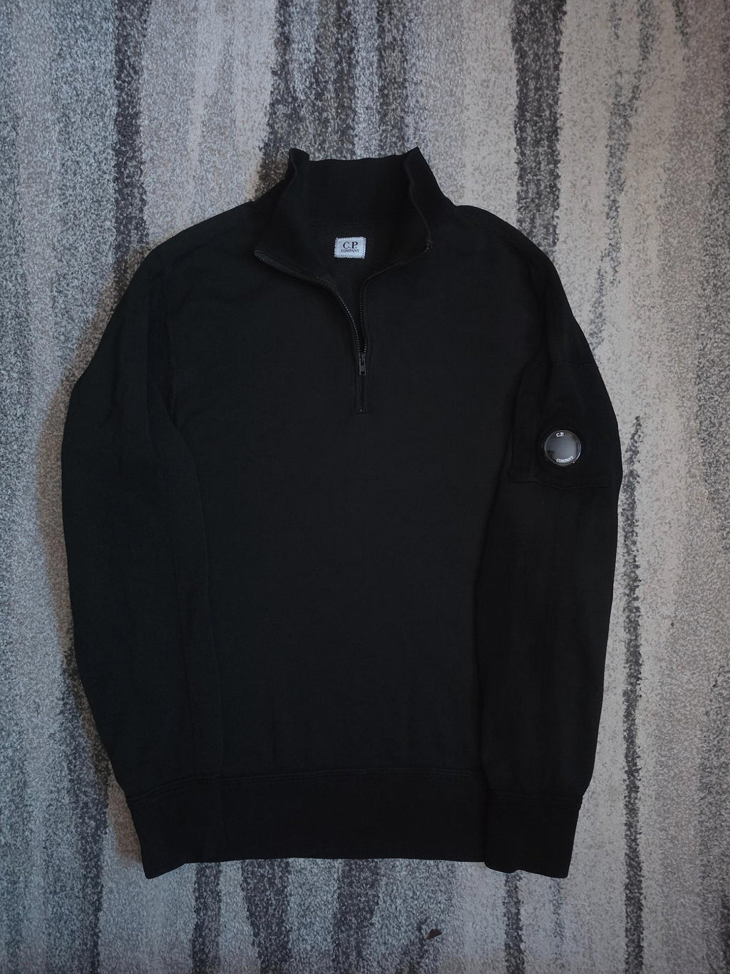 C.P. Company Cotton Knit Half-Zip Lens Sweater – Black – 50 (L)