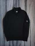 C.P. Company Cotton Knit Half-Zip Lens Sweater – Black – 50 (L)