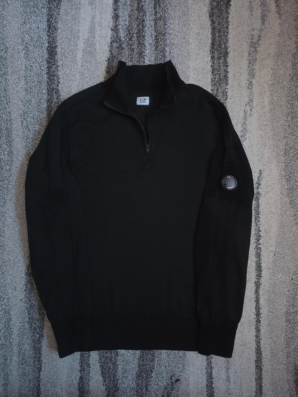 C.P. Company Cotton Knit Half-Zip Lens Sweater – Black – 50 (L)