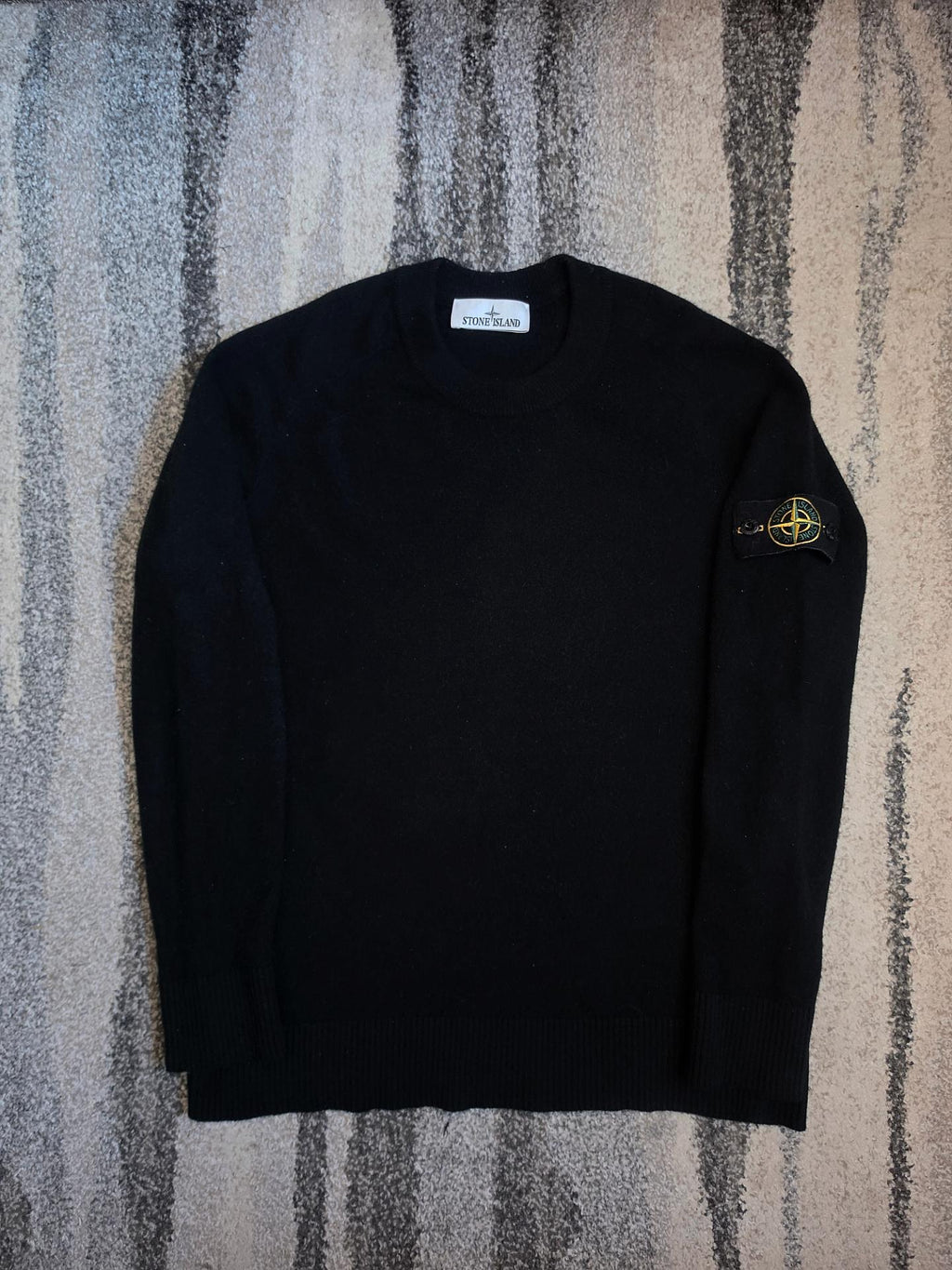 Stone Island Virgin Wool Knit Sweater Black L