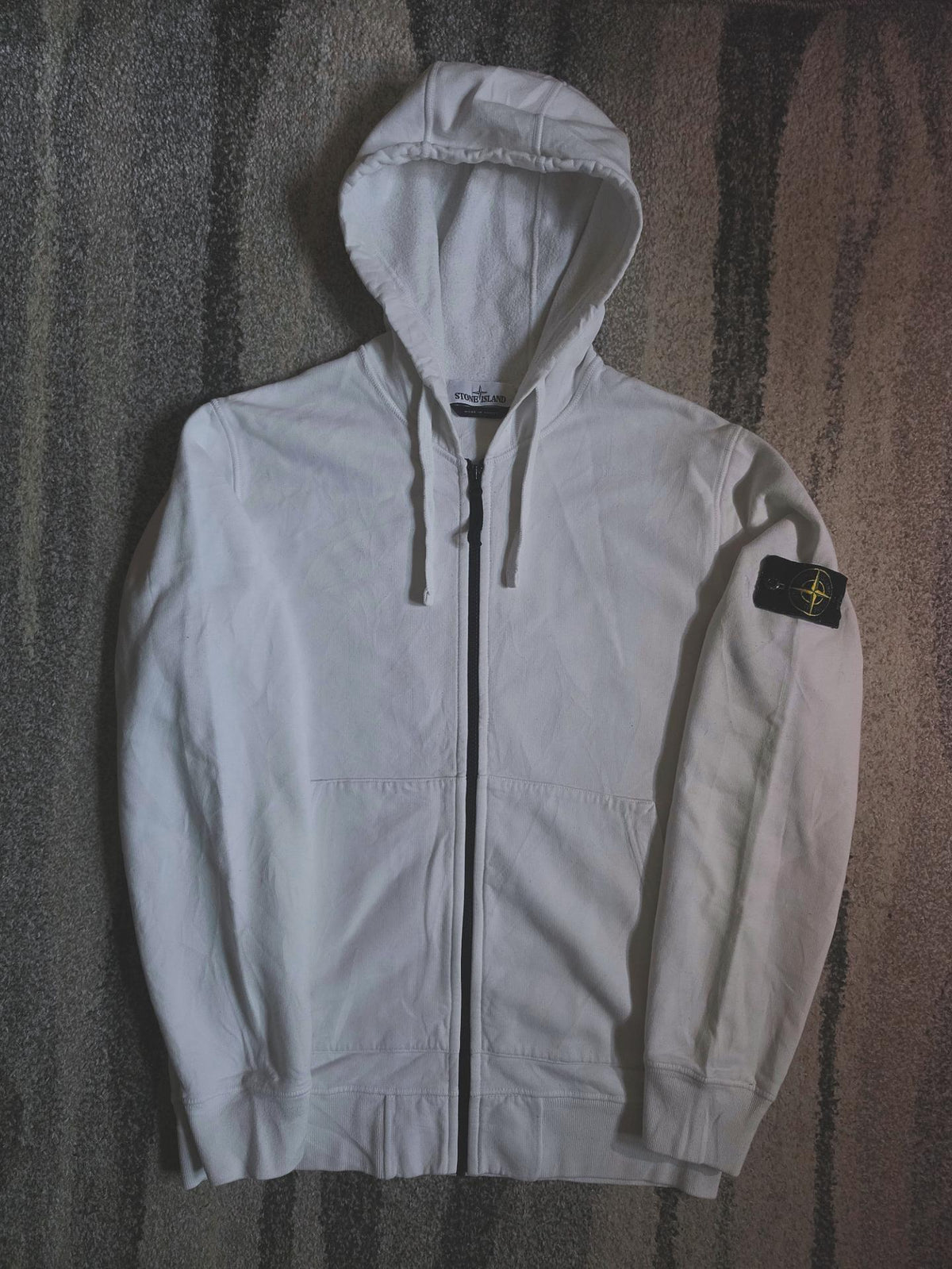 Stone Island Full Zip Hoodie – 731564220 V0001 – White – L